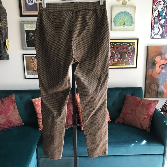 TOMMY HILFIGER size 8 Brown & Tan Houndstooth Plaid Pull-On Leggings Pants - Picture 5 of 5